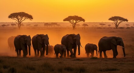 Fototapeta premium elephants in the savannah