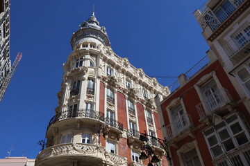 Bâtiment typique, vue de l'extérieur, ville de Carthagène, région de la communauté autonome de...