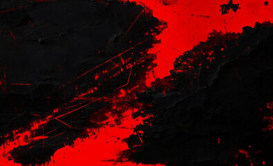 Red and black grunge texture background with distressed, scratched surface and high contrast tones