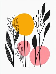 Colorful abstract plants create a vibrant artistic composition