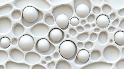 Abstract White Spheres in Interconnected Cavities