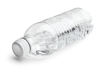 A small, white plastic bottle of water, isolated on a white background, symbolizing hydration and simplicity.