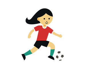 A girl playing soccer isolated on transferring background, girl play football isolated on transferring  background