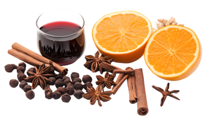 High-Quality Mulled Wine Ingredients Isolated on White Background for Recipes and Promotional Materials