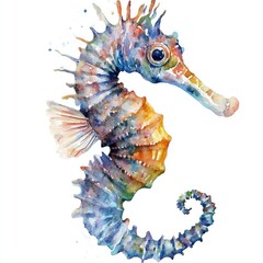 Obraz premium Vibrant watercolor seahorse, detailed illustration