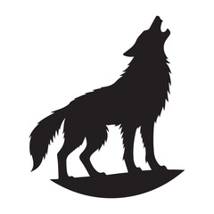 Howling Wolf Silhouette Vector Illustration for Wilderness and Nature