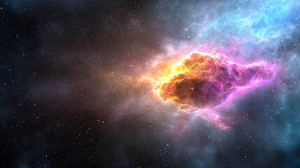 Fototapeta premium Vibrant Nebula in Deep Space Cosmic Clouds of Orange, Pink and Blue