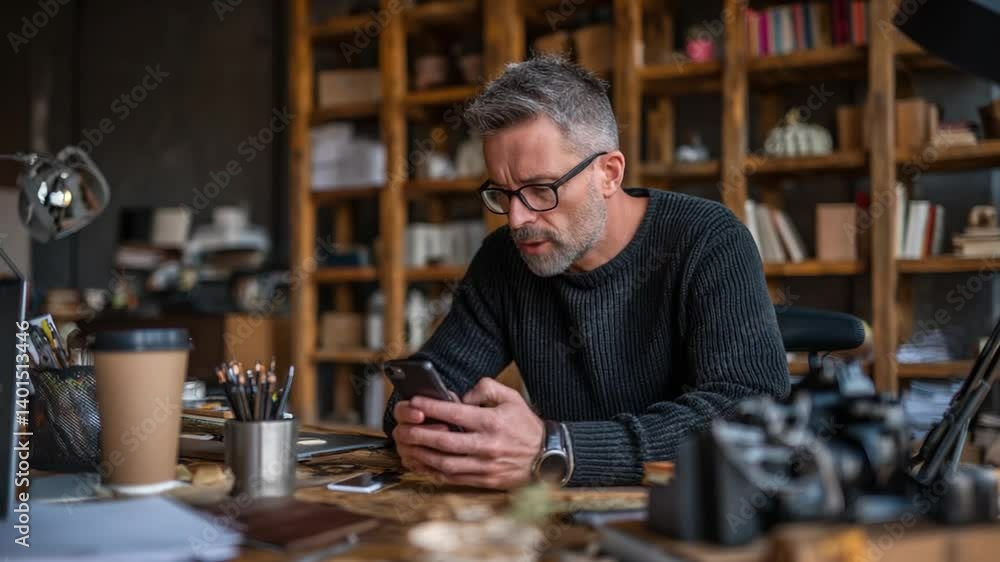 Aufkleber online mentor engaged in discussion with client via smartphone generative ai