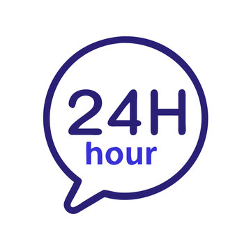 24-Hour Chat Support Icon Representing Round-the-Clock Customer Service and Assistance