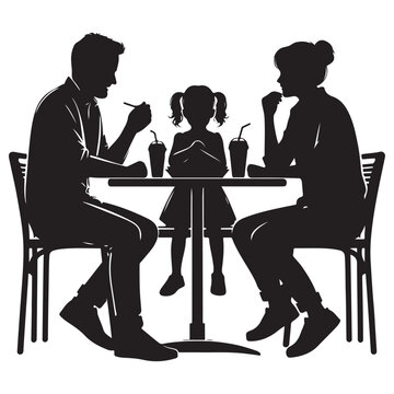 recommend clip art: Family Dining Silhouette Enjoying Meal Together at Restaurant Table