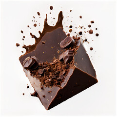 Falling Chocolate Chunks and Cocoa Nibs in Air – Macro Explosion on Transparent Background