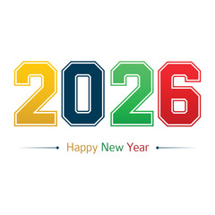 Happy new year 2026 vector illustration. Colorful design, trendy style