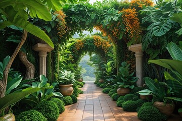 Obraz premium Vibrant Living Backgrounds Enshrined with Abundant Foliage and Vivacious Greenery for a Serene and Inviting Atmosphere