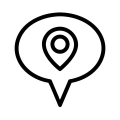 Location Pin Marker in Speech Bubble Icon Representing Geotagged Communication and Map-Based Messaging