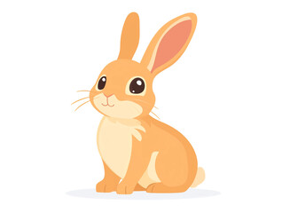 Obraz premium Cute rabbit bunny isolated on white, cartoon flat illustration generated AI