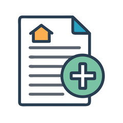 Fototapeta premium Property Document with Add Symbol Icon Representing New Real Estate Entry or Agreement
