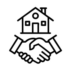 Real Estate Partnership Icon Representing Property Collaboration and Investment Agreement