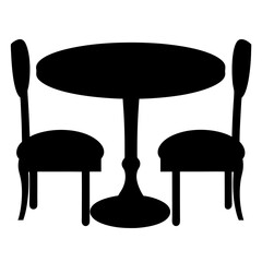 outdoor dining set black silhouette icon - of a home office outdoor dining set, furniture vector art