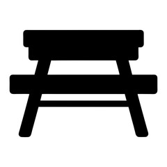 picnic table black silhouette icon - of a home office picnic table, furniture vector art