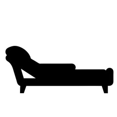 reclining sofa black silhouette icon - of a home office reclining sofa, furniture vector art