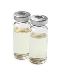 Hepatitis vaccine in glass vials isolated on white