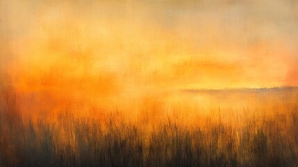 Golden hour at the marsh with tall grass creating a serene and warm atmosphere