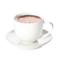 Fototapeta premium Tasty chocolate milk in cup isolated on white