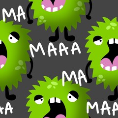 Cartoon doodle seamless monsters pattern for kids clothes print and wrapping paper and fabrics