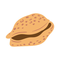 Delicious almond pastry with sweet filling served in a cafe