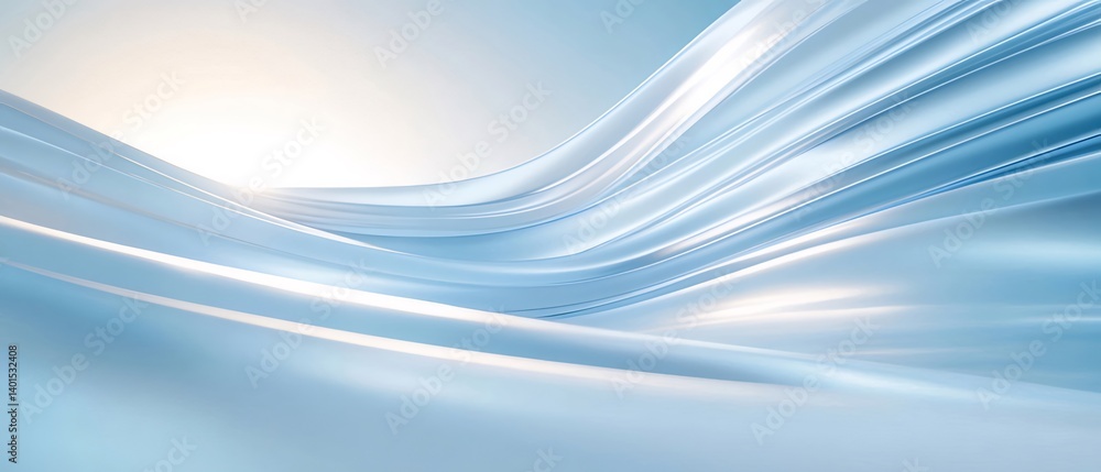 Poster Abstract Blue Wavy Lines With Light Effect Creating A Smooth Dynamic Flowing Design