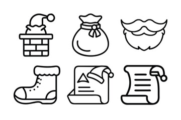 set of Christmas outline icons