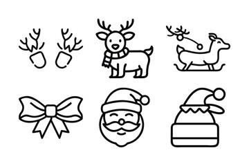 set of Christmas outline icons