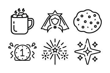 set of Christmas outline icons