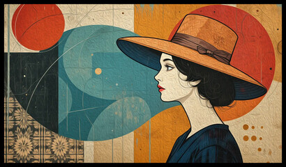 Fictional female character. Oil painting. Artistic brush strokes.