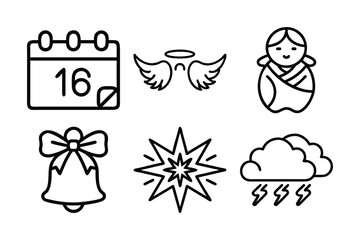 set of Christmas outline icons
