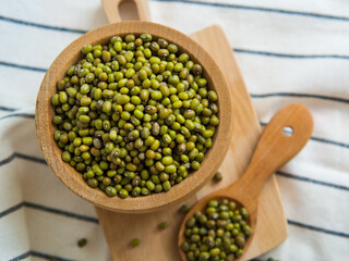 Mung beans (Vigna radiata) are small edible beans that are usually sold dried or sprouted.