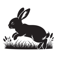 Jumping Rabbit Silhouette Vector Art Illustration for Easter and Spring