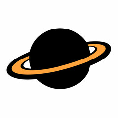 A striped planet vector icon with ring system