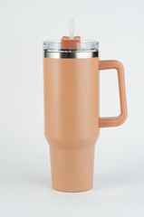 40oz Tumbler Mockup with handle on isolated background.