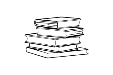 Library Book Stack Line Art