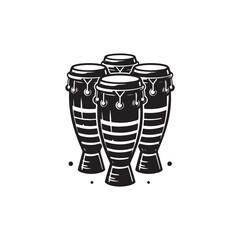 Black Color Conga Silhouette Vector Illustration, Solid White Background