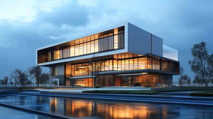 Obraz premium Modern architecture design luxury house building exterior residential property real estate home design