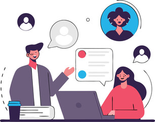 Creator Moderating a Community Forum or Discord-like Platform in Isometric Style

