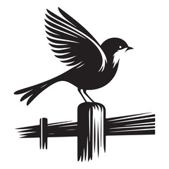 Fototapeta premium Elegant Bird Perched on Post Silhouette Illustration Art Print