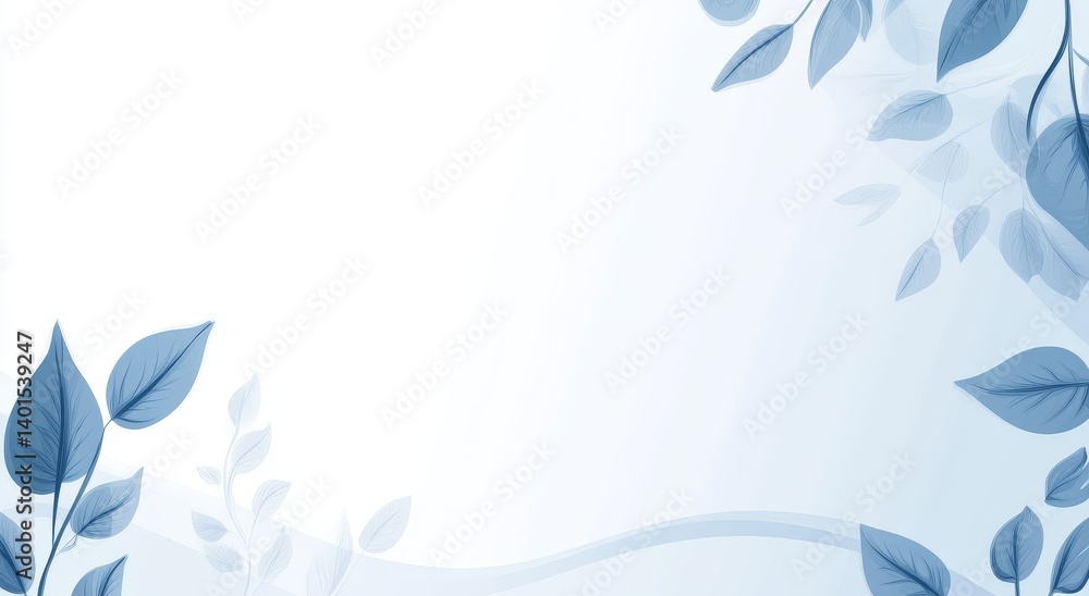 Poster soft blue foliage in a minimalistic design creates a tranquil atmosphere for relaxation and creativi