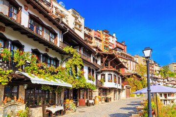 Veliko Tarnovo, Bulgaria. Colorful street and houses at the old town.