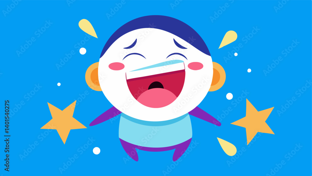 Poster scrunched nose and flailing arms a character with a scrunchedup nose laughing so hard tears of joy a