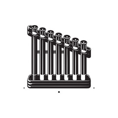 Black Color Glockenspiel Silhouette Vector Illustration, Solid White Background