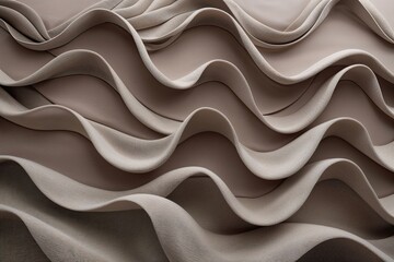 Fototapeta premium Serene Textile Drapery with Soft Waves in Muted Taupe Tones for a Calming Background