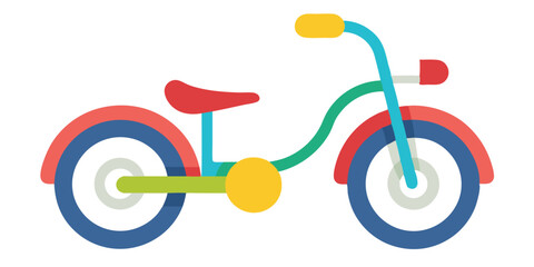 Colorful Flat Vector Illustration Of A Classic Childrens Bicycle On White Background